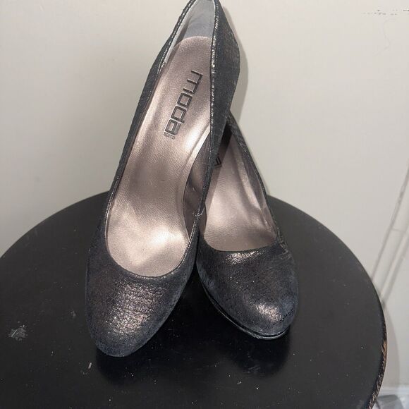 Moda Spana Bronze Kimberly Snake Pattern Leather High Heel Pumps Women's Size 9 - Picture 1 of 10